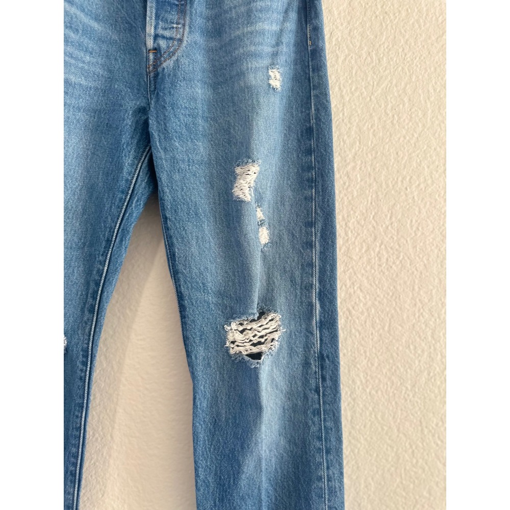 Levi's‎ 501 Original Fit Jeans Womens 24 Blue Distressed High Rise Button Fly - Picture 4 of 11